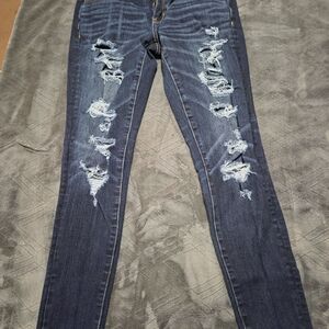 American Eagle Outfitters Ripped Dark Blue Skinny Jeans